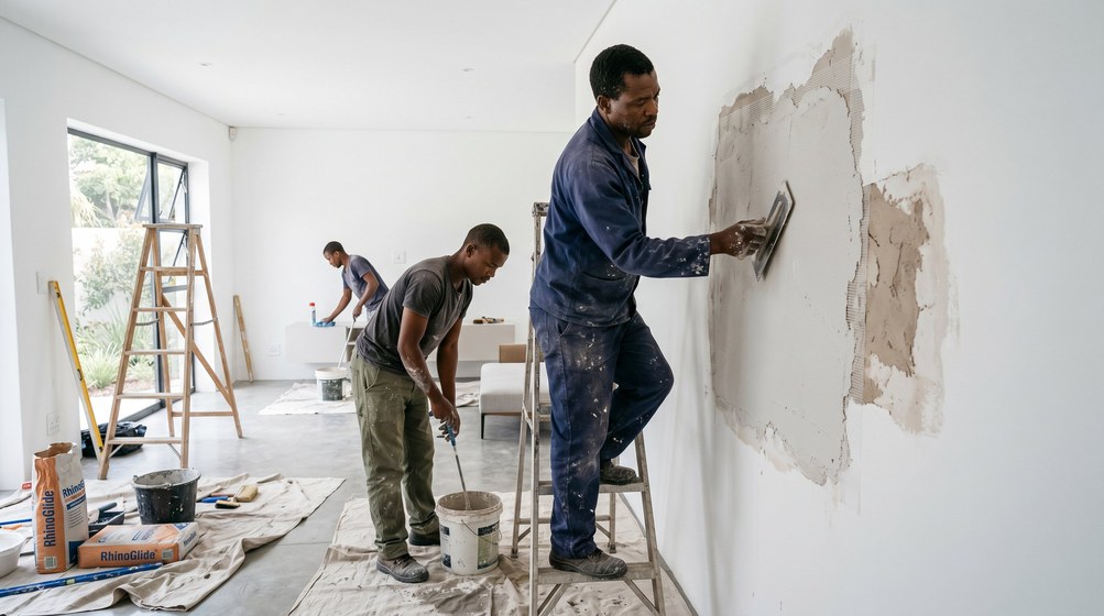Plaster repair on an older Green Point wall